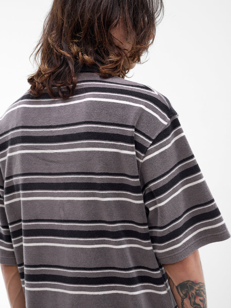 Gray Striped Polo Shirt (674JE09059-GREY)