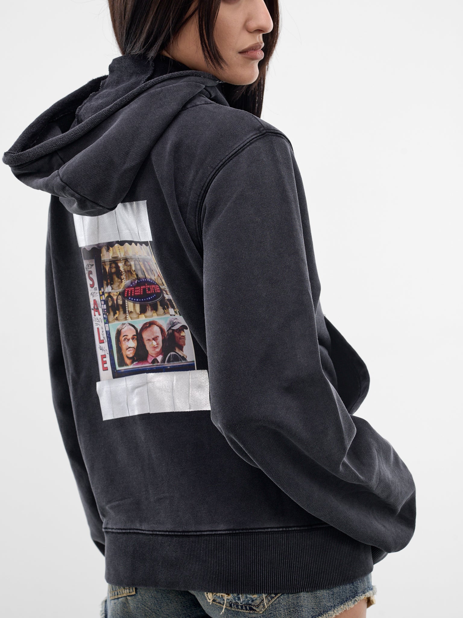 Black Layered Collar Zip Hoodie (682JS02002-BLACK)