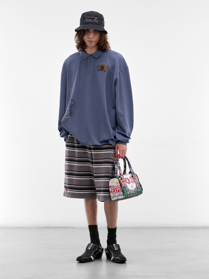 Blue Embroidered Long Sleeve Polo (688JE02535-BLUE)