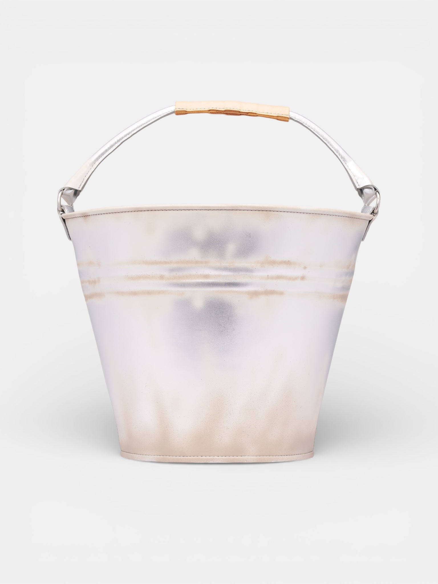 DOUBLET Silver Leather Bucket Bag | H.Lorenzo - front