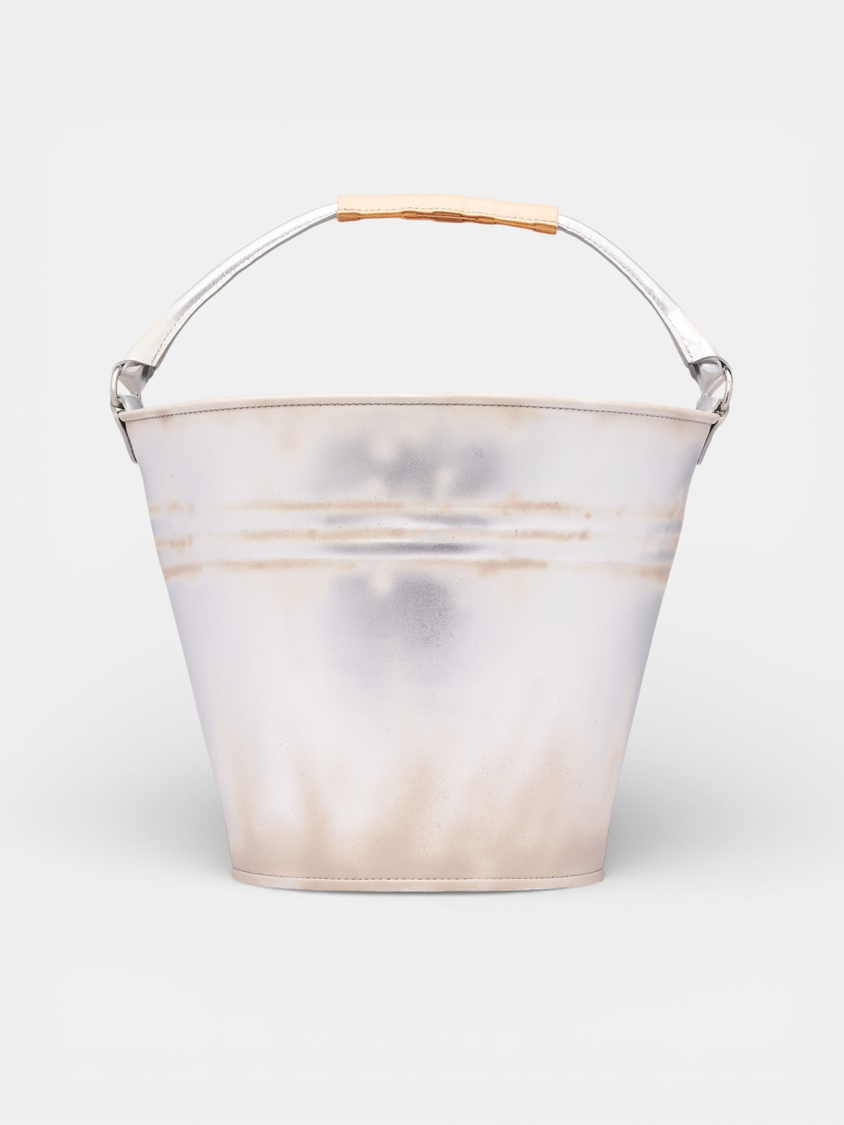 DOUBLET Silver Leather Bucket Bag | H.Lorenzo - front
