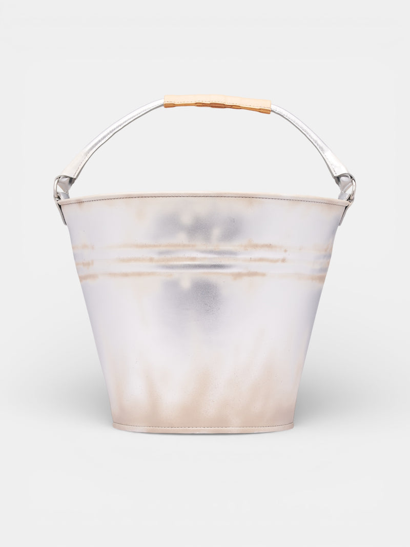 DOUBLET Silver Leather Bucket Bag | H.Lorenzo - front