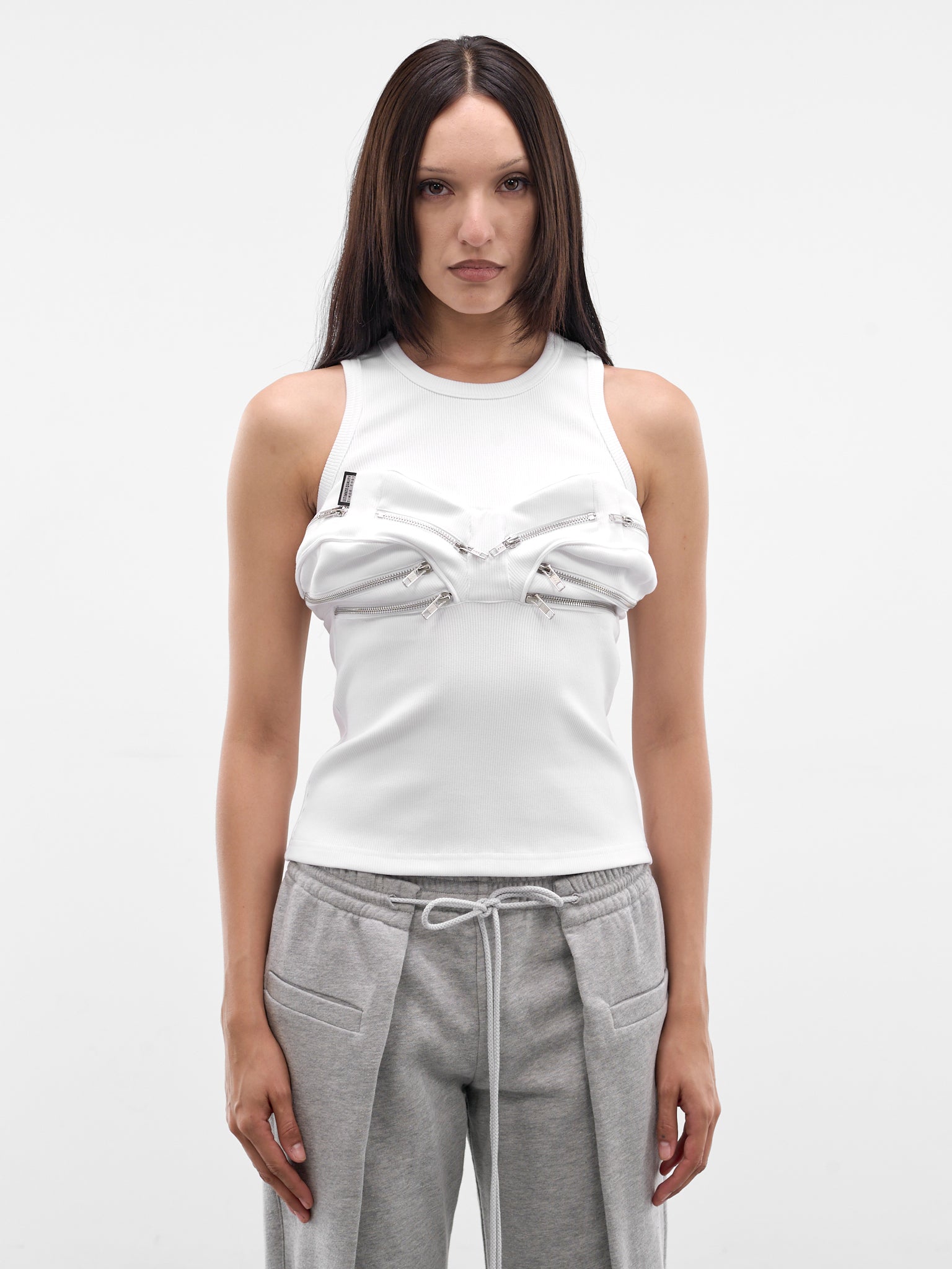 White Cotton Bumbag Vest (694JE08000-WHITE)