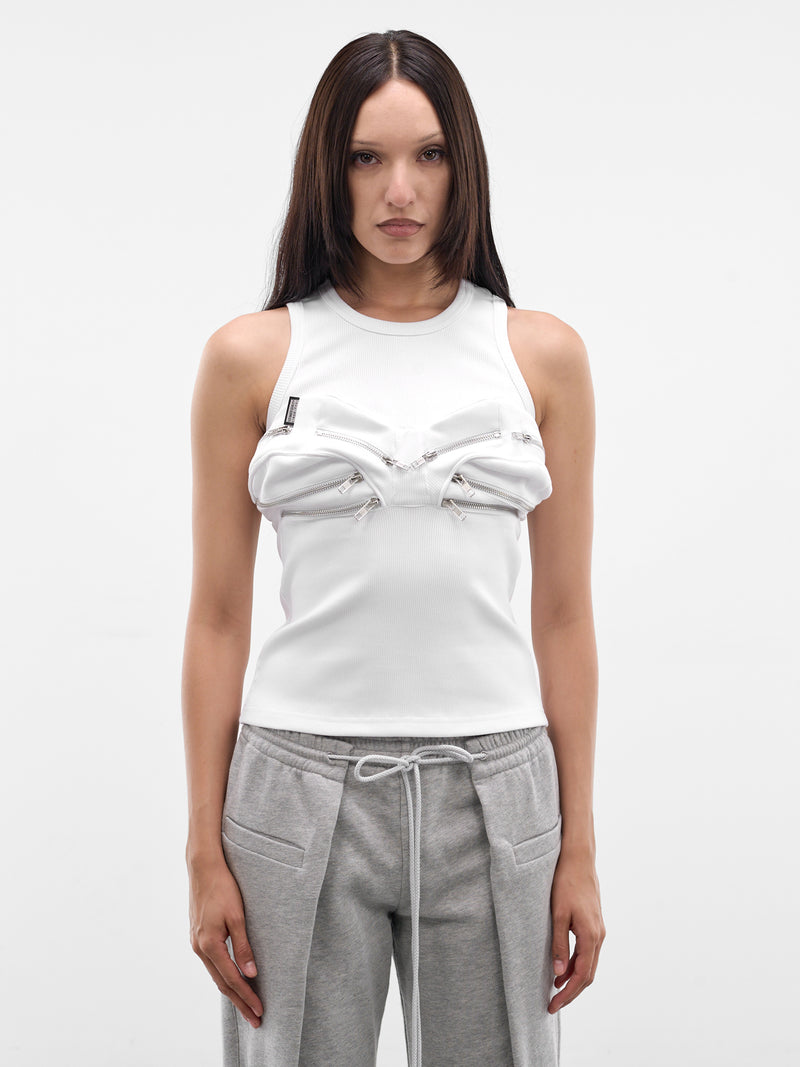 White Cotton Bumbag Vest (694JE08000-WHITE)