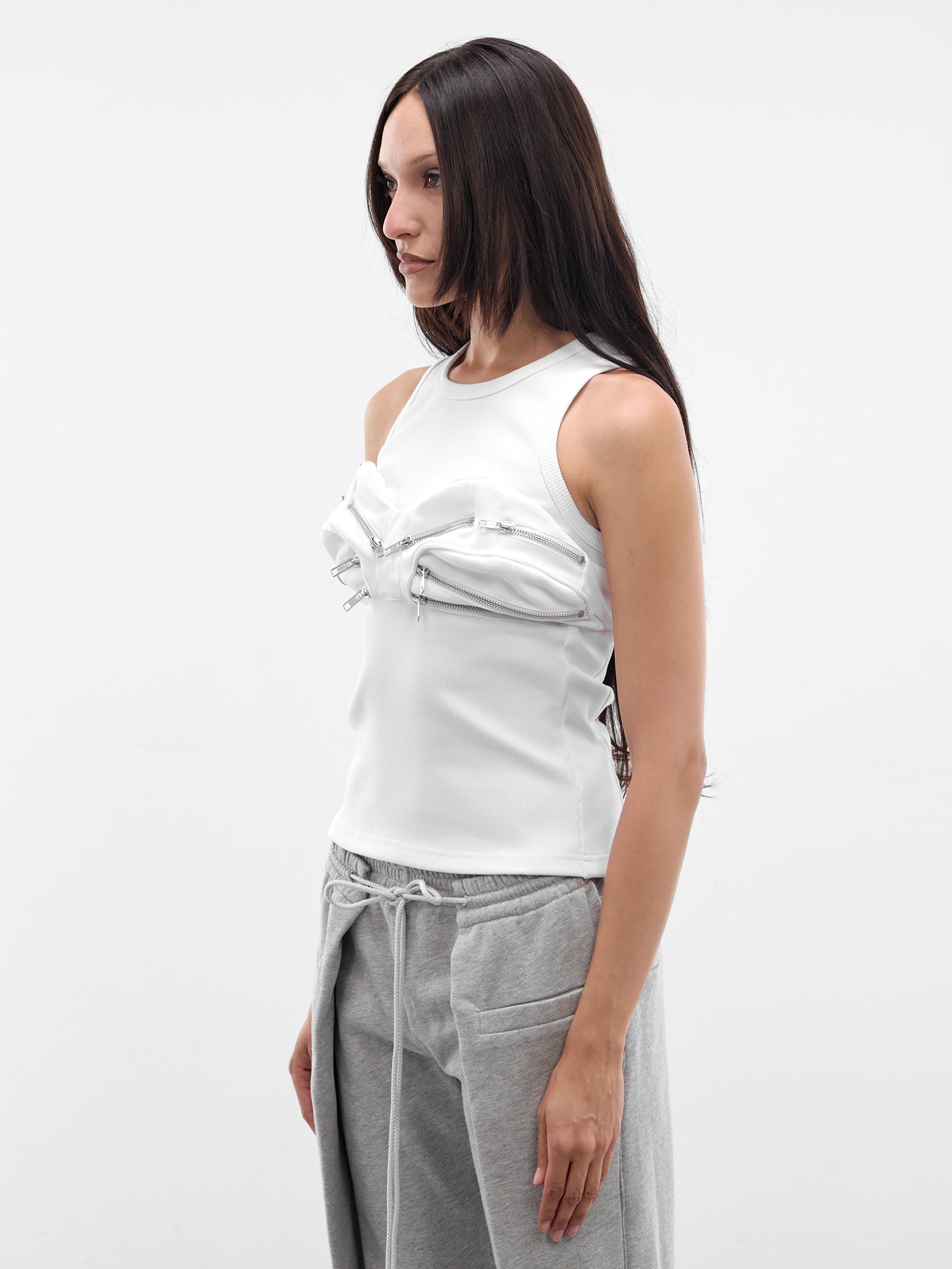 White Cotton Bumbag Vest (694JE08000-WHITE)