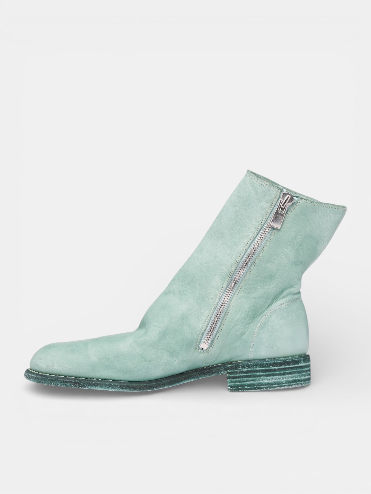 Horse Leather Side Zip Boots (696X-M-HFS-CO178T-PASTEL-GREEN)