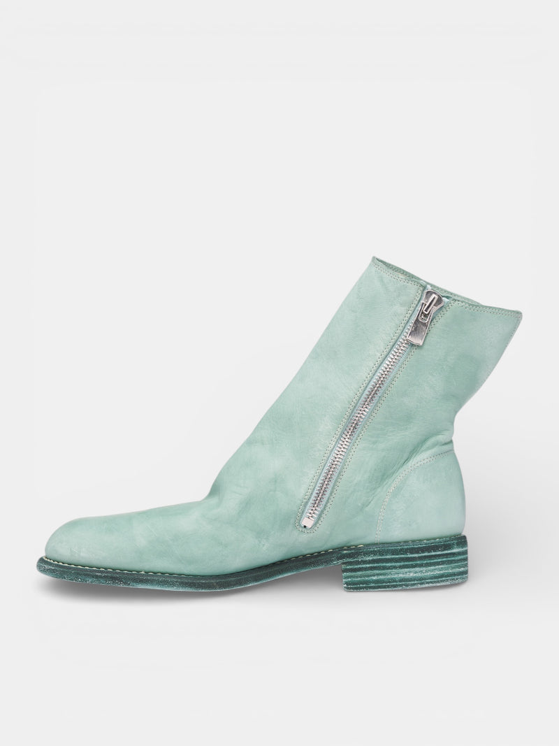 Horse Leather Side Zip Boots (696X-M-HFS-CO178T-PASTEL-GREEN)