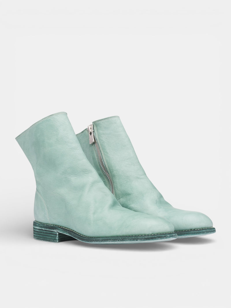 Horse Leather Side Zip Boots (696X-M-HFS-CO178T-PASTEL-GREEN)