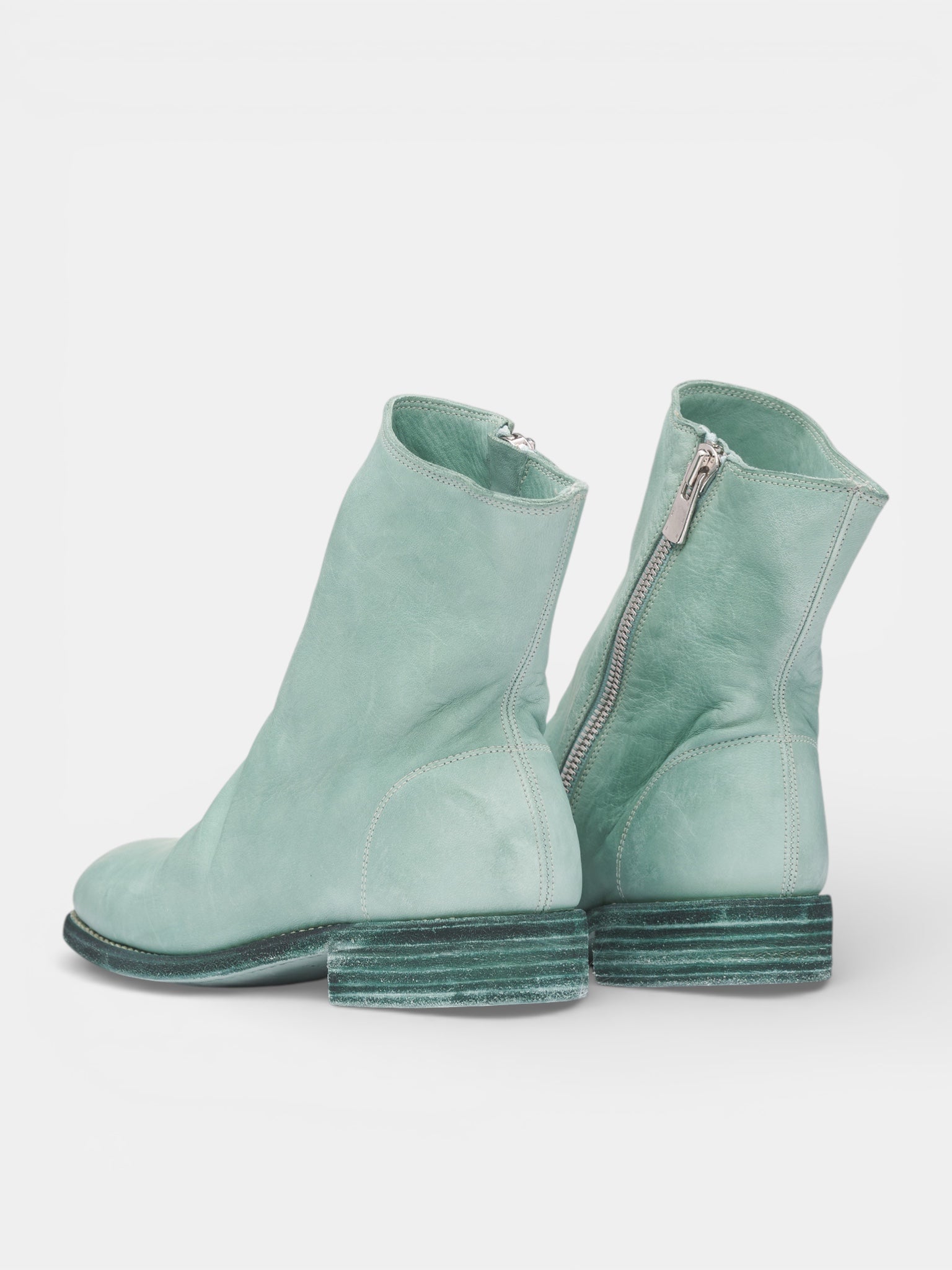Horse Leather Side Zip Boots (696X-M-HFS-CO178T-PASTEL-GREEN)