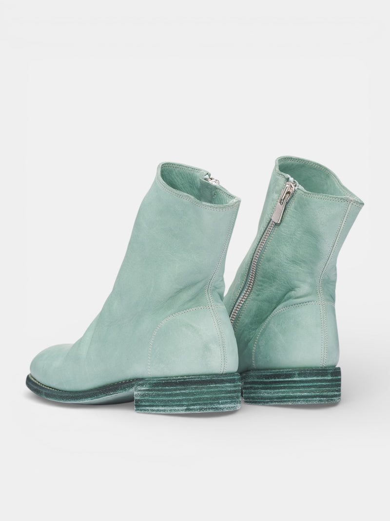 Horse Leather Side Zip Boots (696X-M-HFS-CO178T-PASTEL-GREEN)