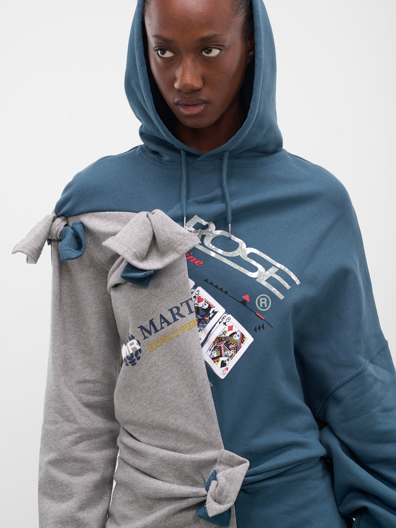 Asymmetric Deconstructed Two-Tone Hoodie (697JE07605-GREY)