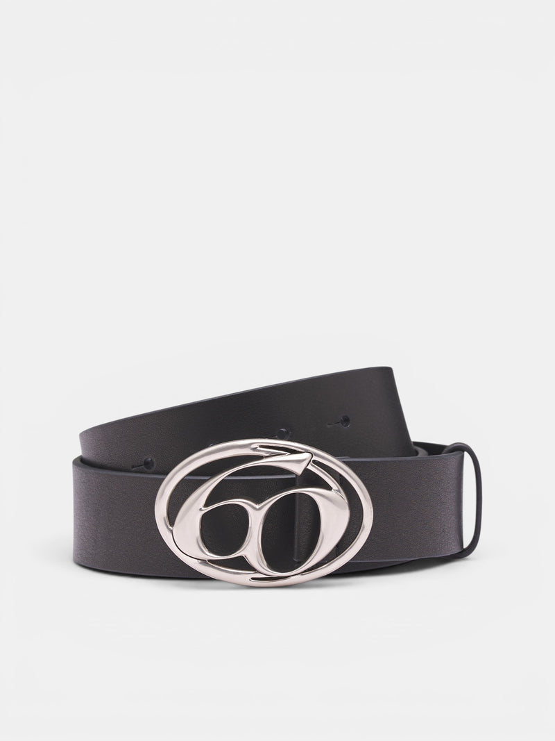 Black Leather Sixty Logo Belt (6M1BJ82700-BLACK)