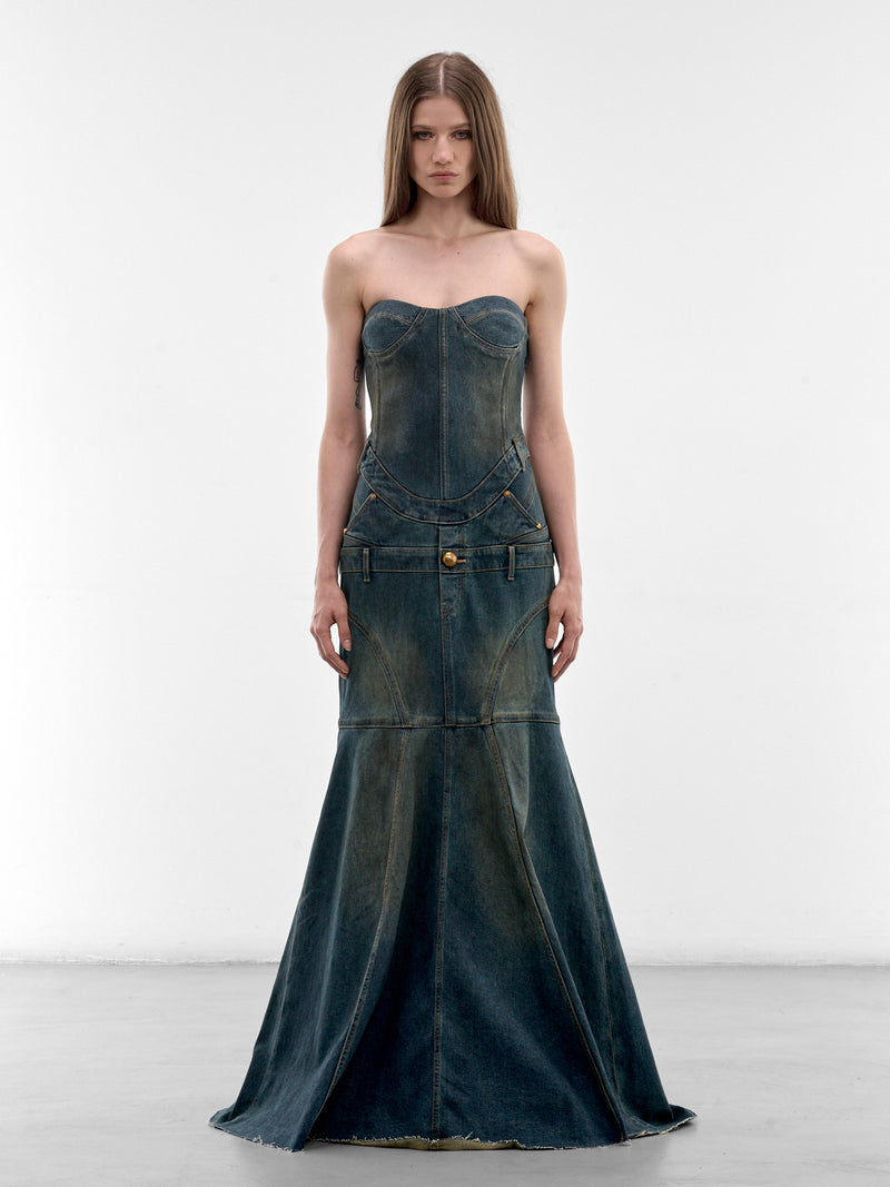 Dark Denim Strapless Gown (6M1DJ43400-DARK-BLUE)