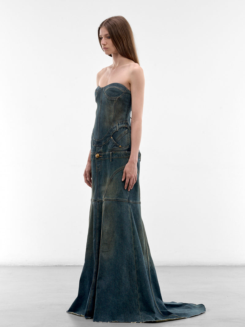 Dark Denim Strapless Gown (6M1DJ43400-DARK-BLUE)