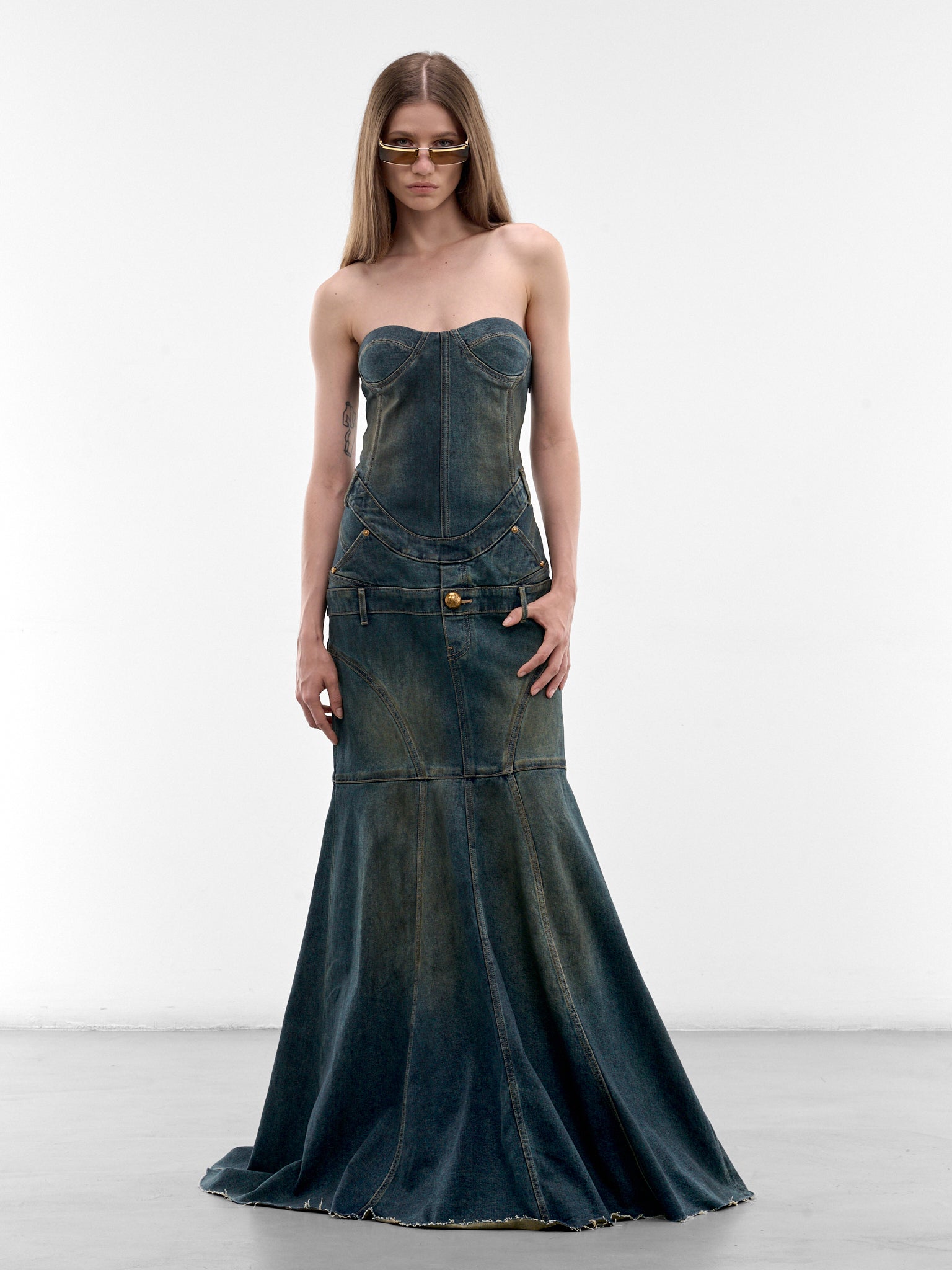 Dark Denim Strapless Gown (6M1DJ43400-DARK-BLUE)
