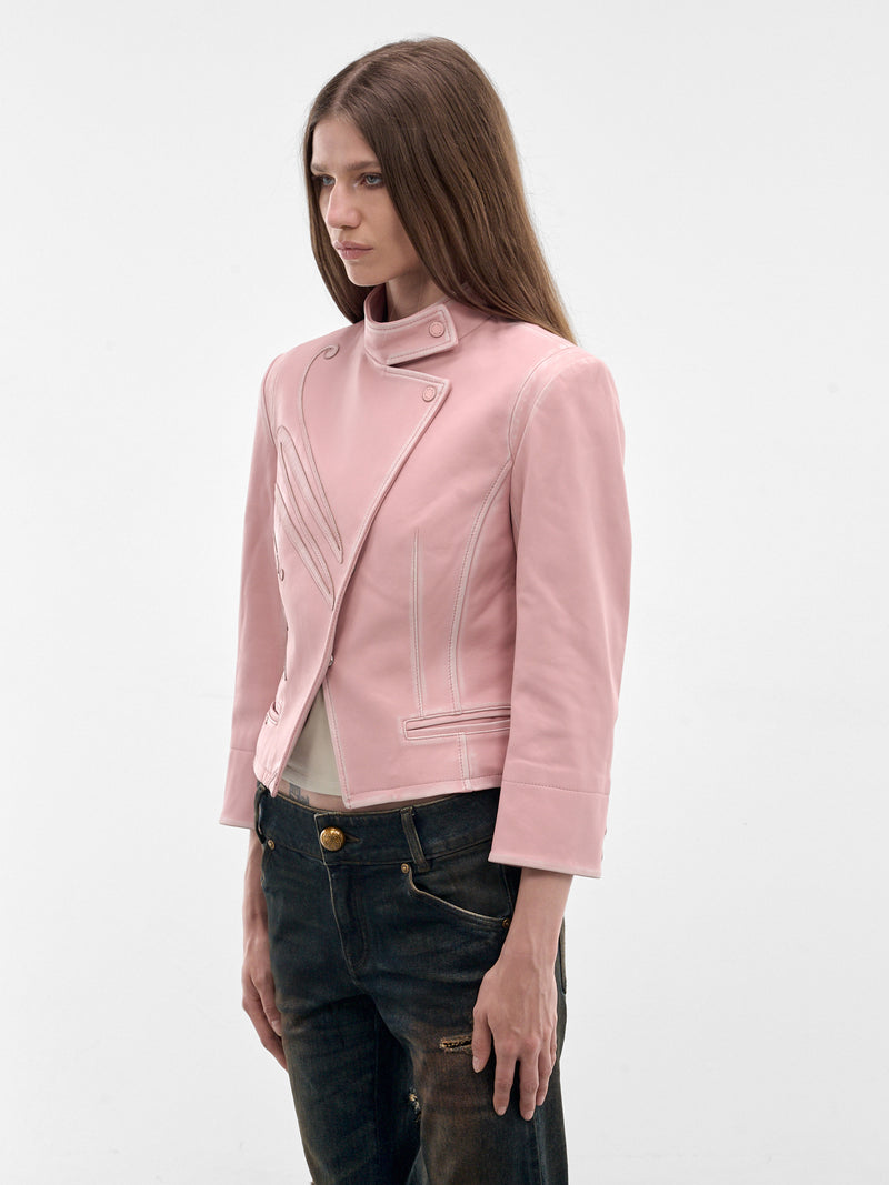 Pink Leather Tailored Jacket (6M1LJ41300-LIGHT-PINK)