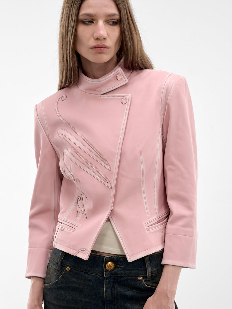 Pink Leather Tailored Jacket (6M1LJ41300-LIGHT-PINK)