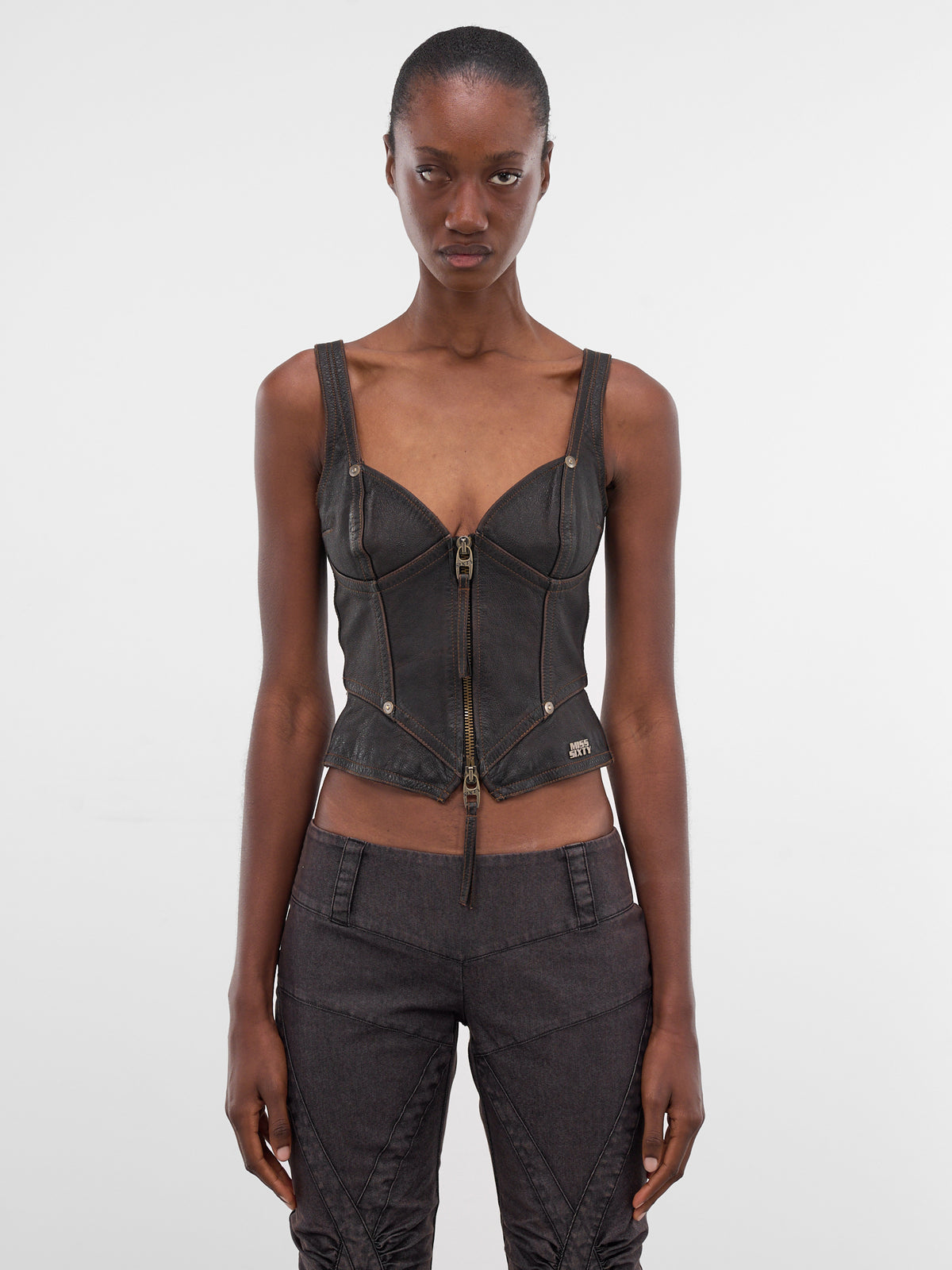 Miss Sixty x KNWLS Leather Corset (6M1LJ92500-RETRO-BLACK)