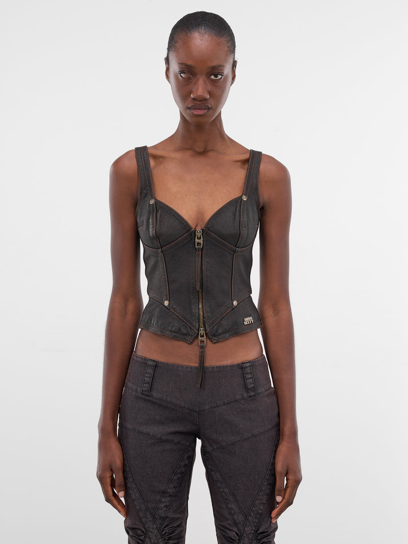 Miss Sixty x KNWLS Leather Corset (6M1LJ92500-RETRO-BLACK)
