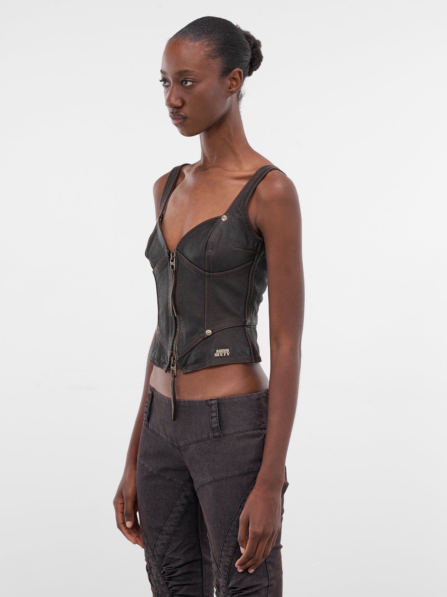 Miss Sixty x KNWLS Leather Corset (6M1LJ92500-RETRO-BLACK)