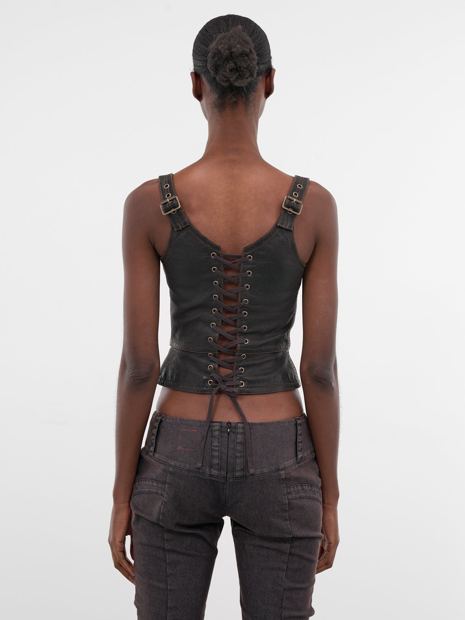 Miss Sixty x KNWLS Leather Corset (6M1LJ92500-RETRO-BLACK)