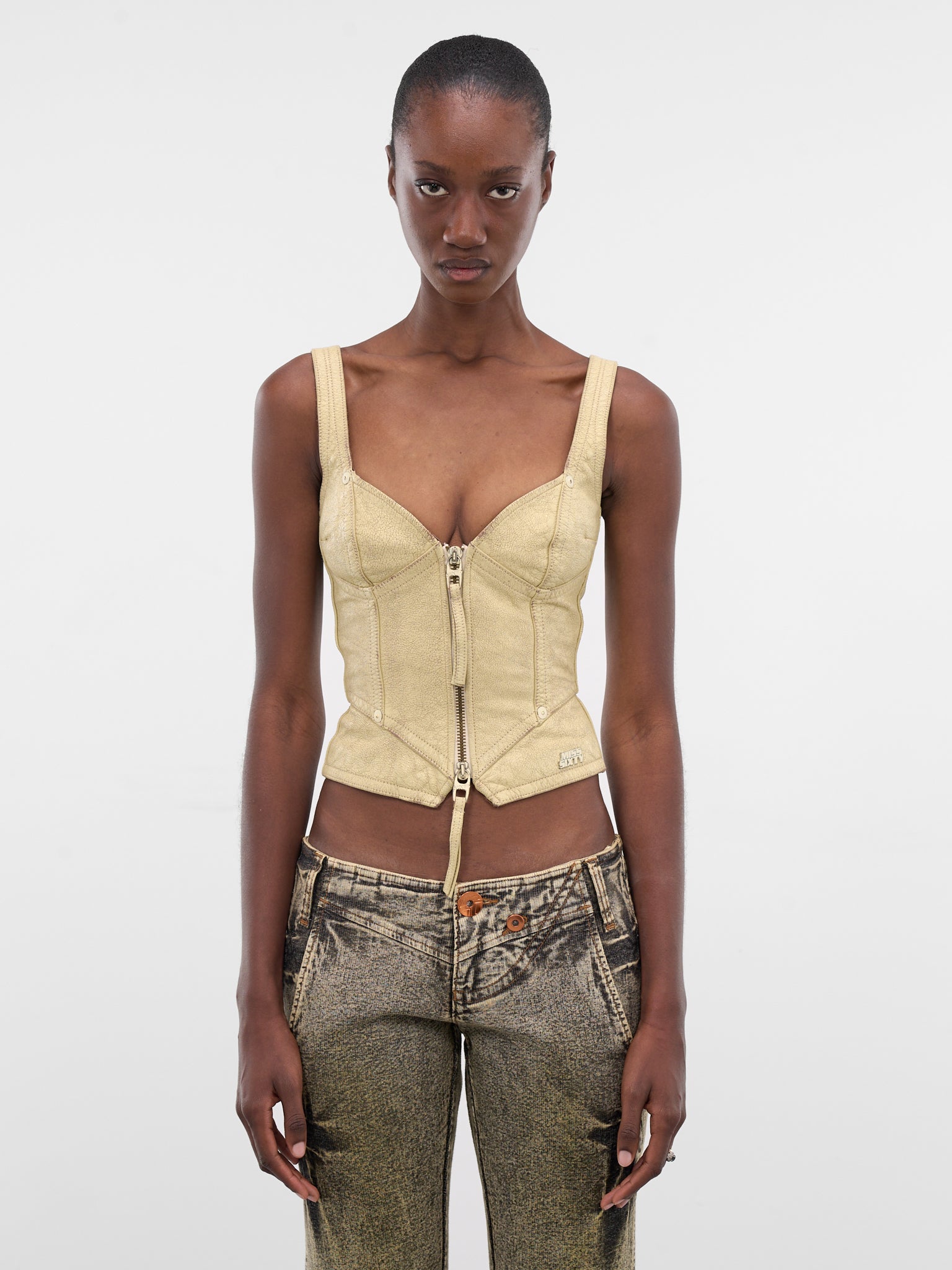 Miss Sixty x KNWLS Leather Corset (6M1LJ92600-MAIZE)