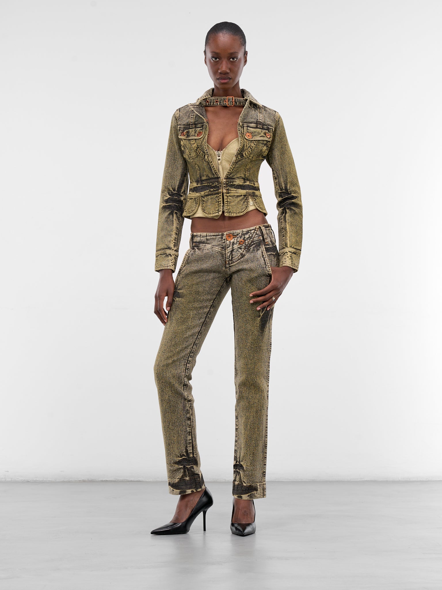 Miss Sixty x KNWLS Leather Corset (6M1LJ92600-MAIZE)