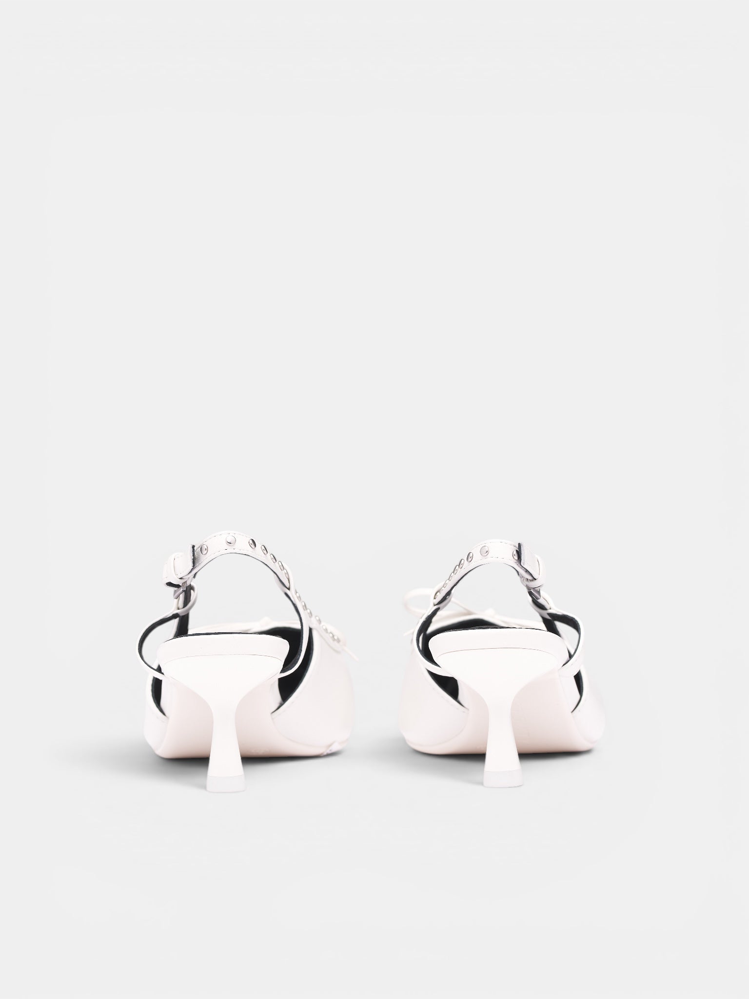 White Leather Studded High Heels (6M1QJ82300-OFF-WHITE)