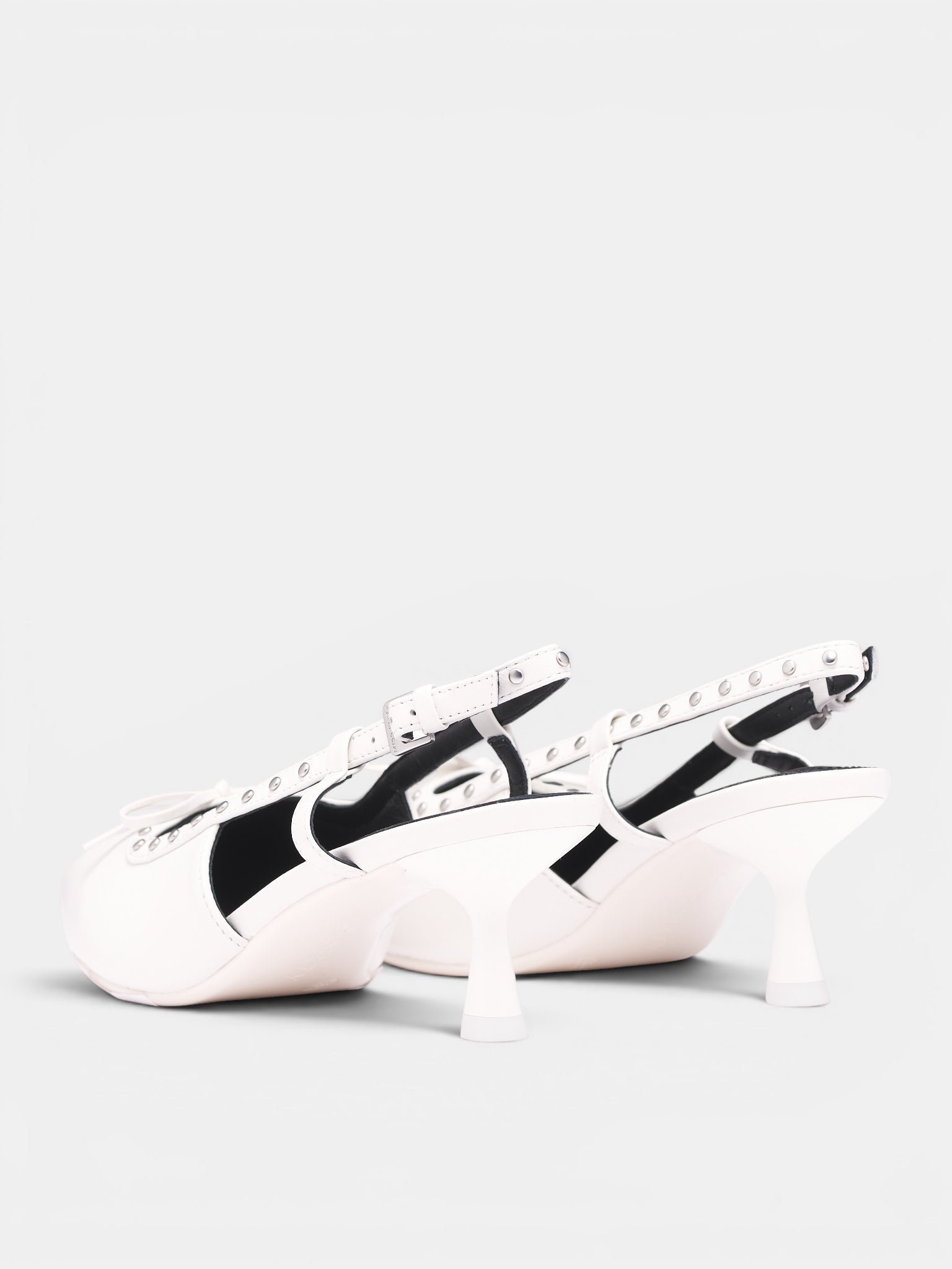 White Leather Studded High Heels (6M1QJ82300-OFF-WHITE)