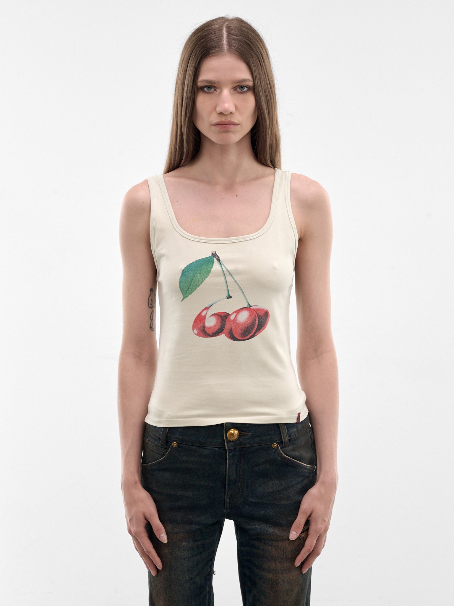 Ivory Cherry Print Tank Top (6M1SJ41900-IVORY)