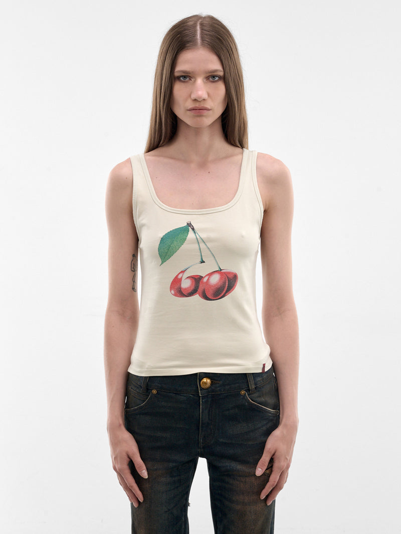 Ivory Cherry Print Tank Top (6M1SJ41900-IVORY)