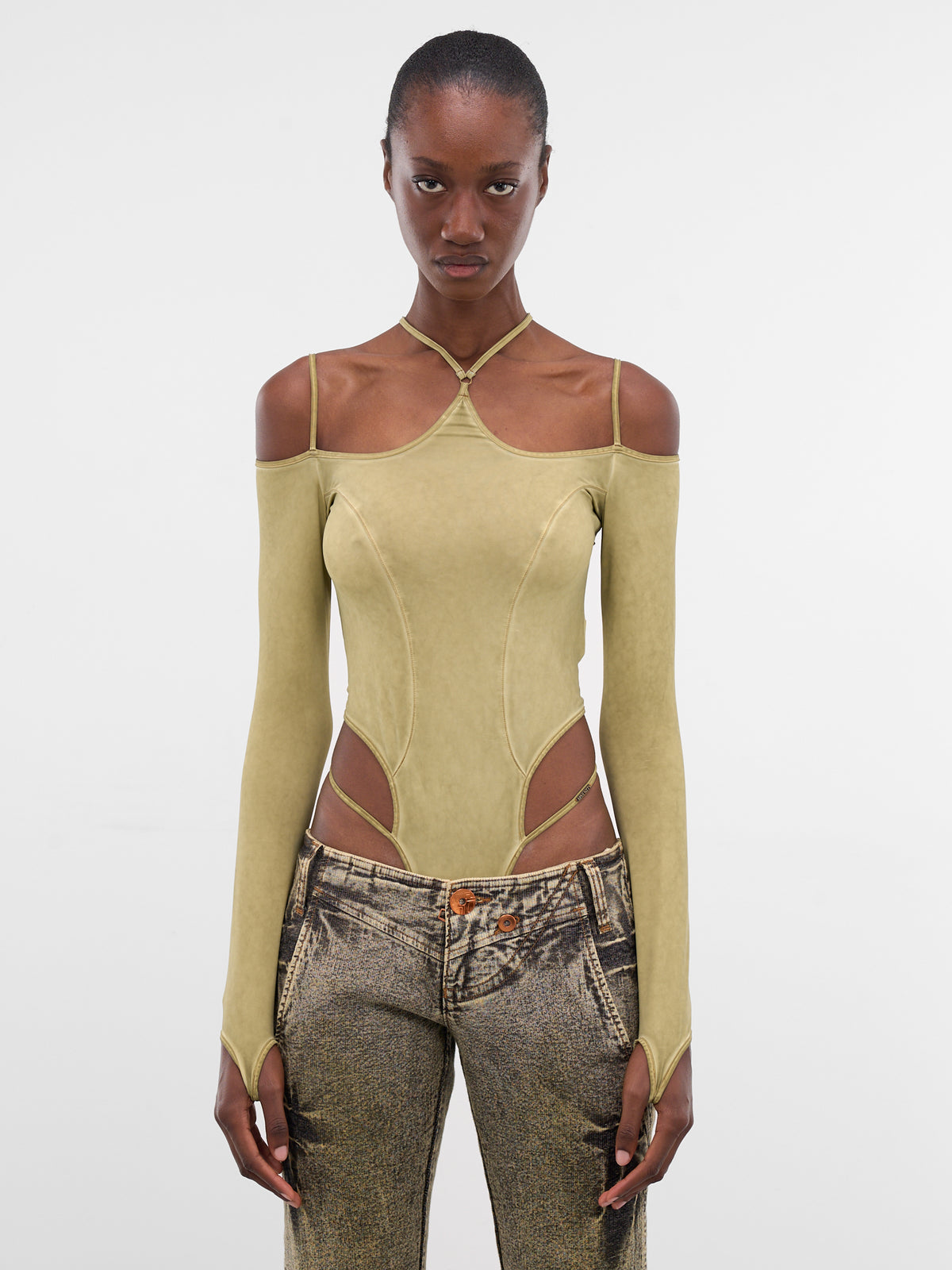 Miss Sixty x KNWLS Jersey Bodysuit (6M1SJ93200-MUSTARD-GREEN)