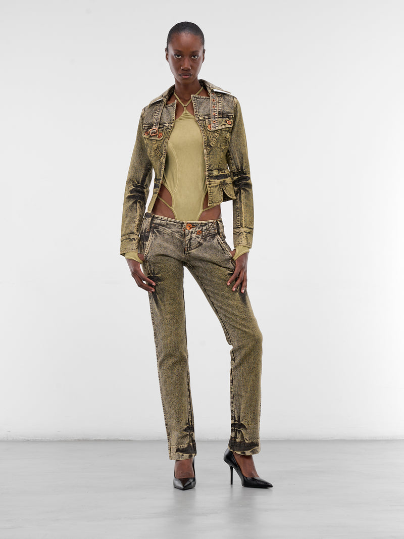 Miss Sixty x KNWLS Jersey Bodysuit (6M1SJ93200-MUSTARD-GREEN)