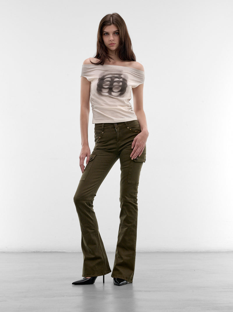 Army Green Flared Cargo Pants (6M2PJ10800-ARMY-GREEN)