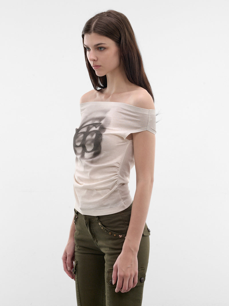 Khaki Off-Shoulder Logo Tee (6M2SJ46200-VINTAGE-KHAKI)
