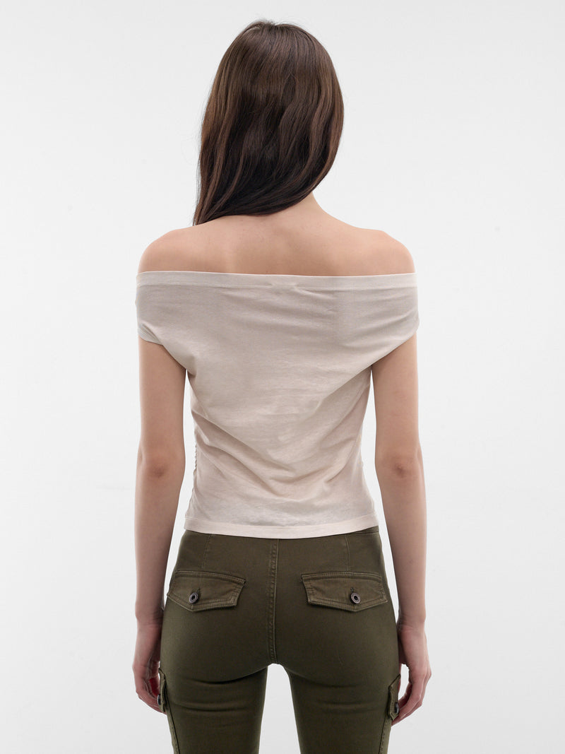 Khaki Off-Shoulder Logo Tee (6M2SJ46200-VINTAGE-KHAKI)