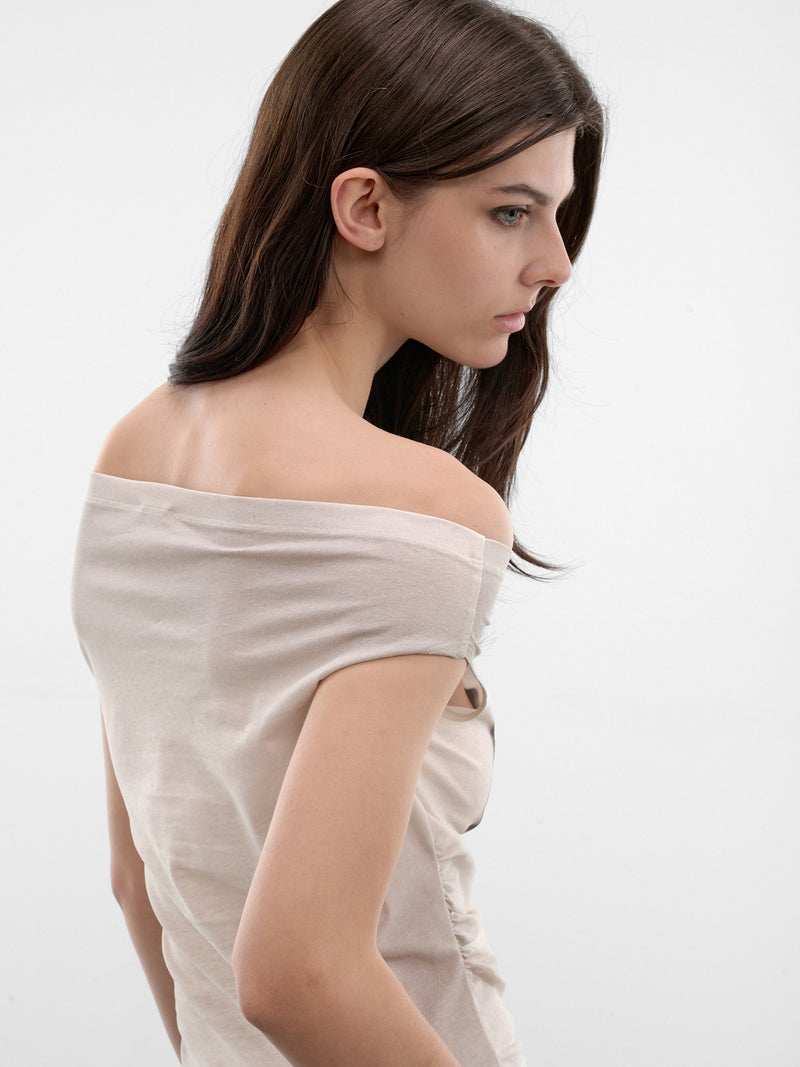 Khaki Off-Shoulder Logo Tee (6M2SJ46200-VINTAGE-KHAKI)