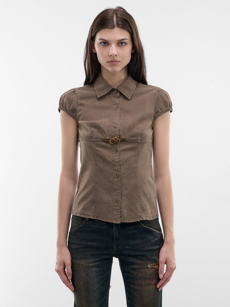 Khaki Off-Shoulder Logo Tee (6M2SJ46200-VINTAGE-KHAKI)