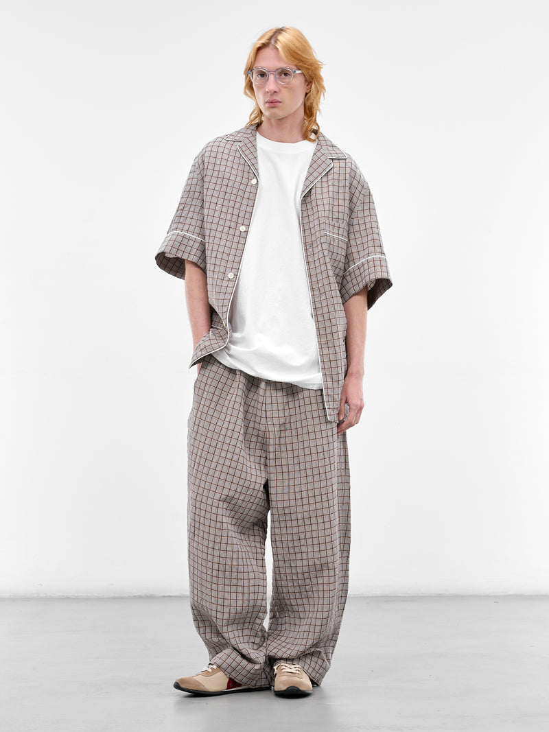 Gray Plaid Drawstring Baggy Pants (30050A-HC270-MEDIUM-BROWN)