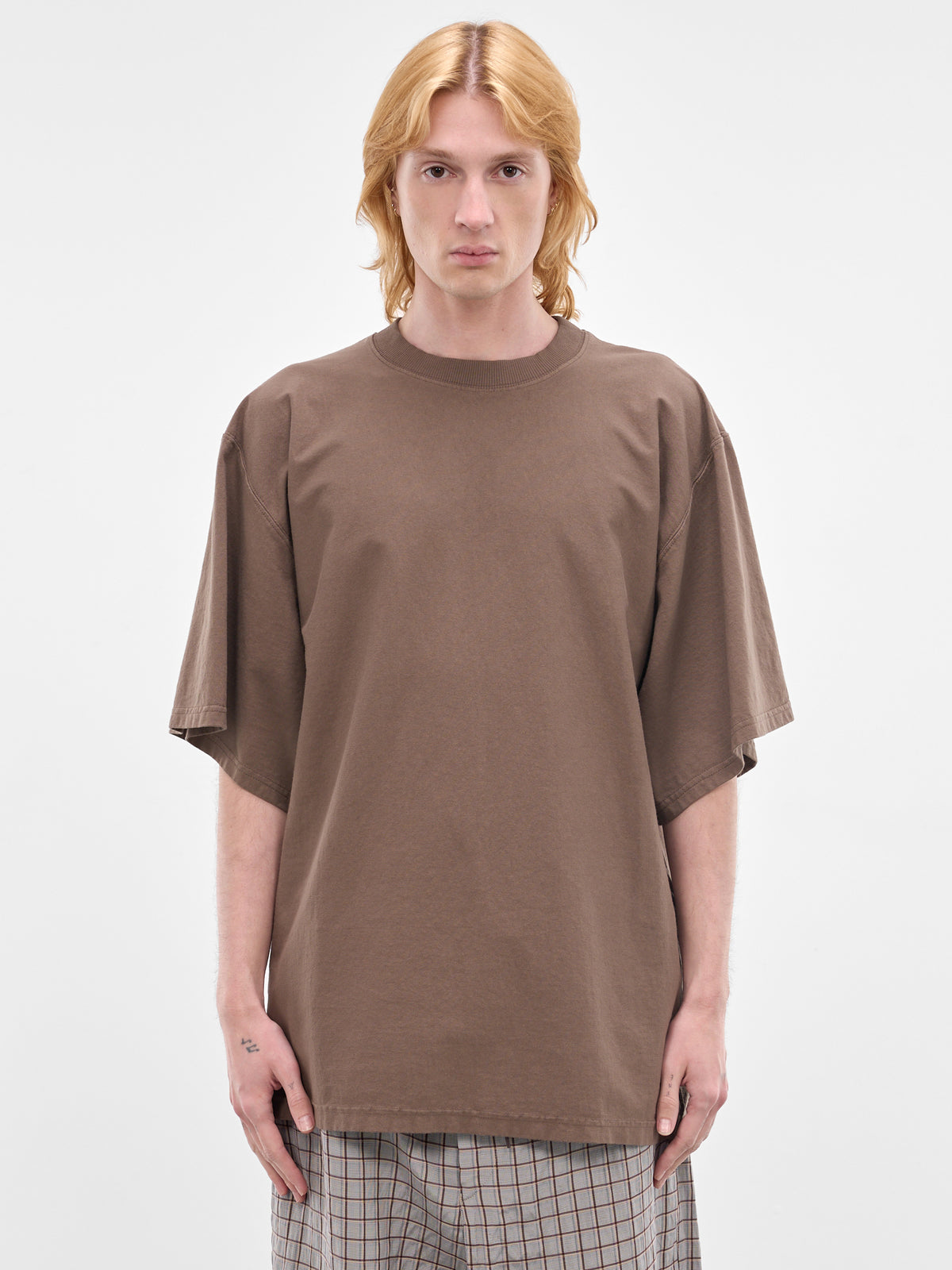 Brown Oversized Embroidered Logo Tee (70007T-HC293-BROWN)