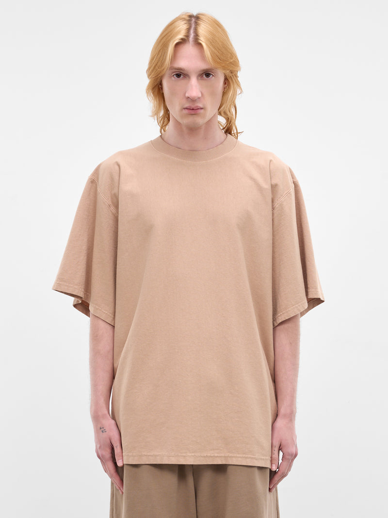 Beige Oversized Embroidered Logo Tee (70007T-HC293-MEDIUM-BEIGE)