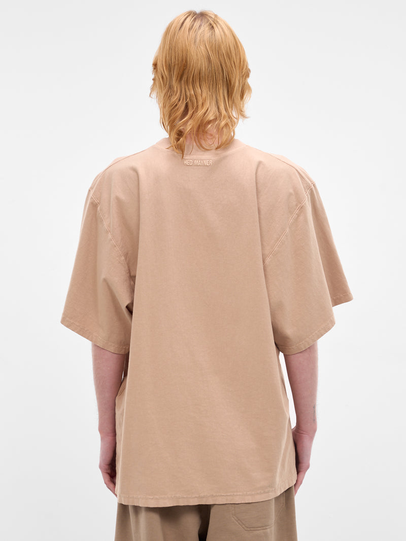 Beige Oversized Embroidered Logo Tee (70007T-HC293-MEDIUM-BEIGE)