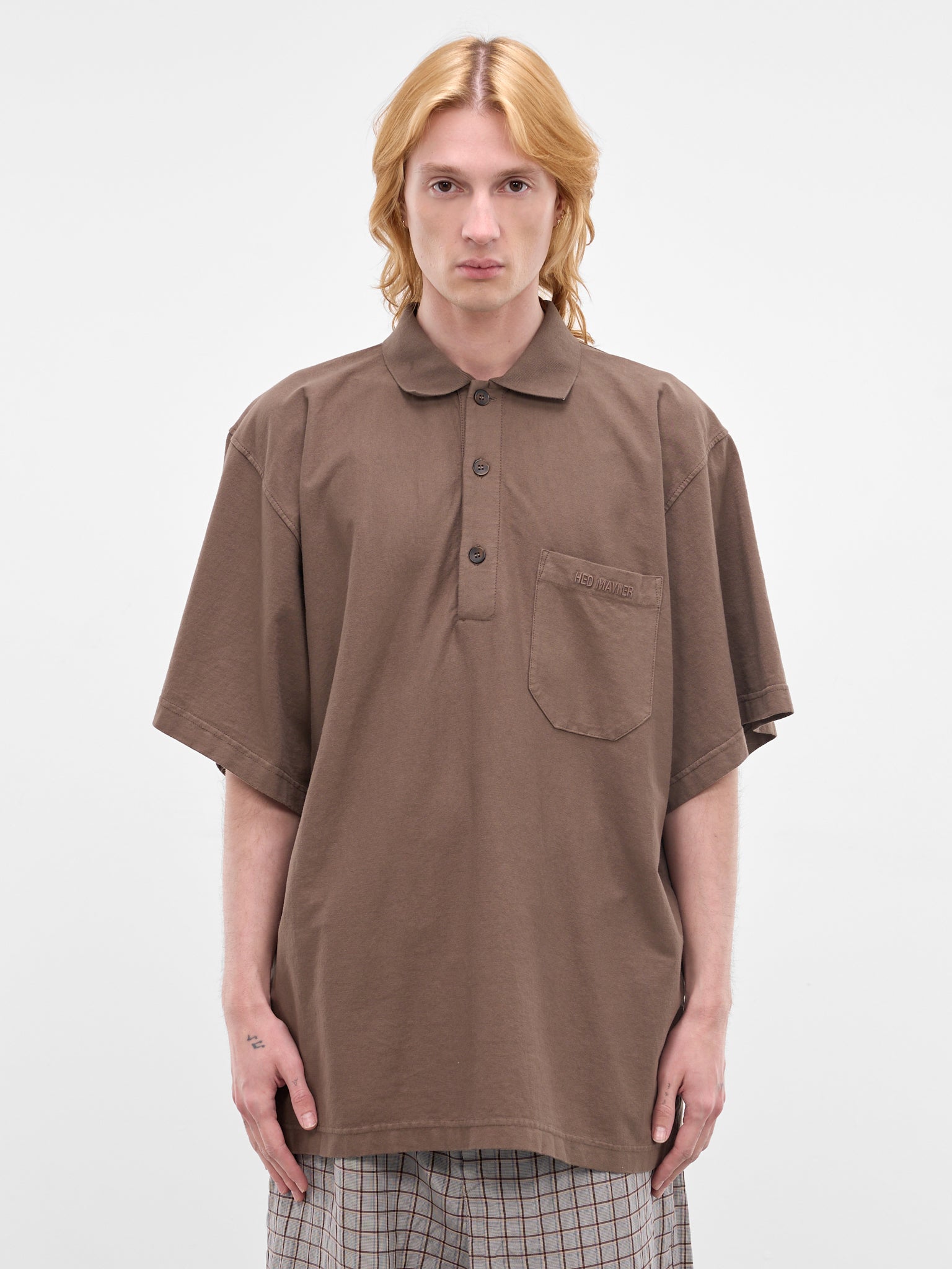 Brown Oversized Embroidered Logo Polo (70008T-HC293-200-BROWN)