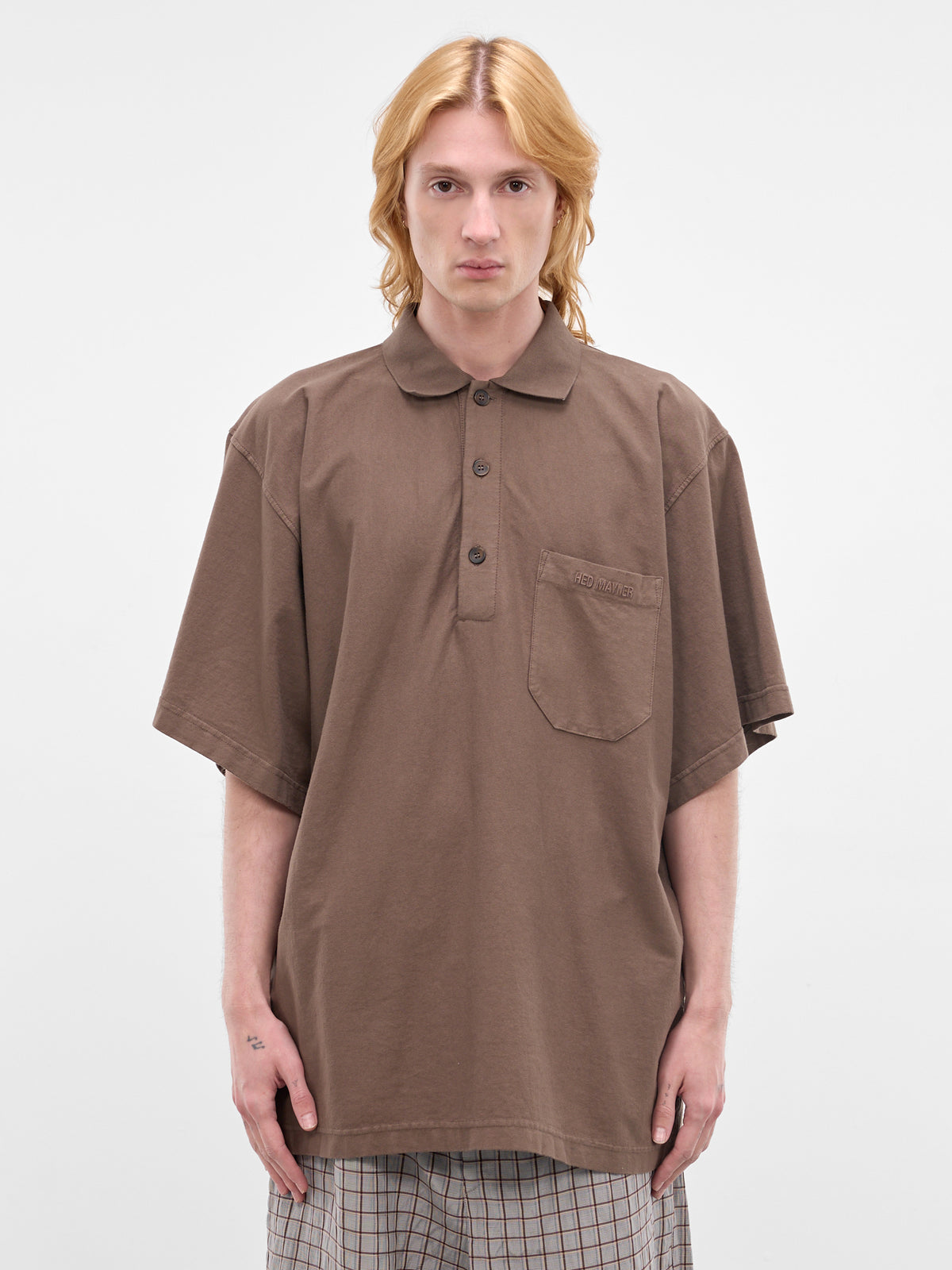 Brown Oversized Embroidered Logo Polo (70008T-HC293-200-BROWN)