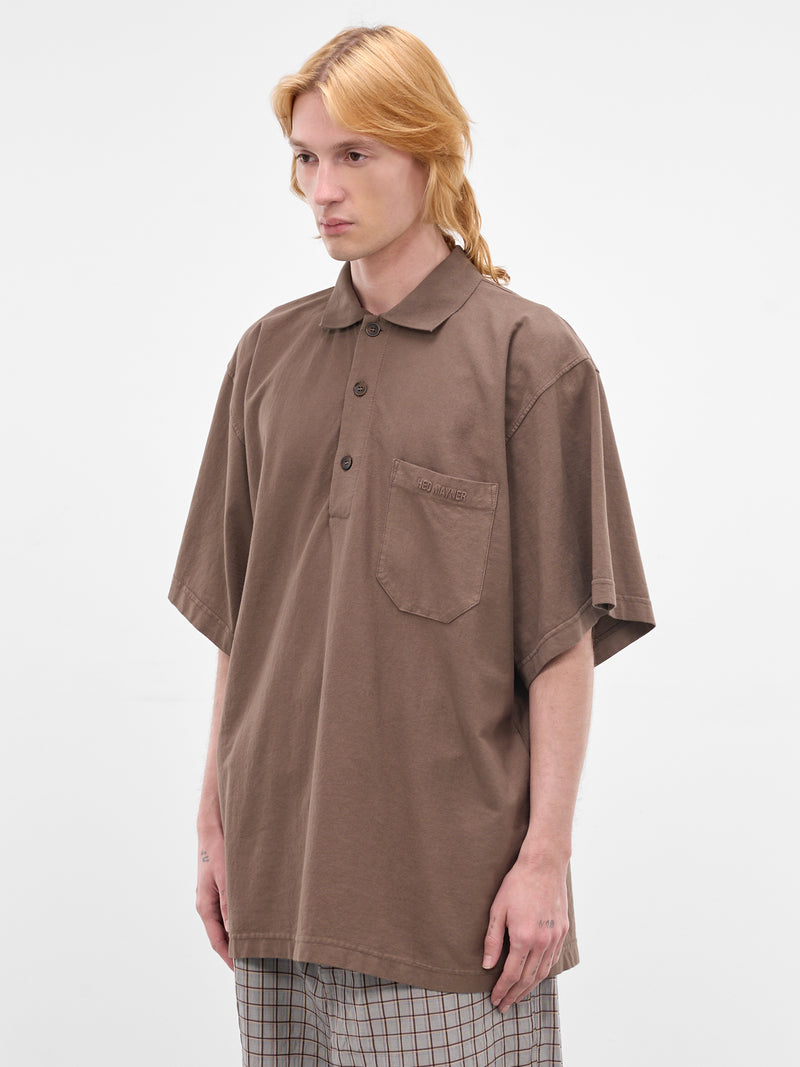 Brown Oversized Embroidered Logo Polo (70008T-HC293-200-BROWN)