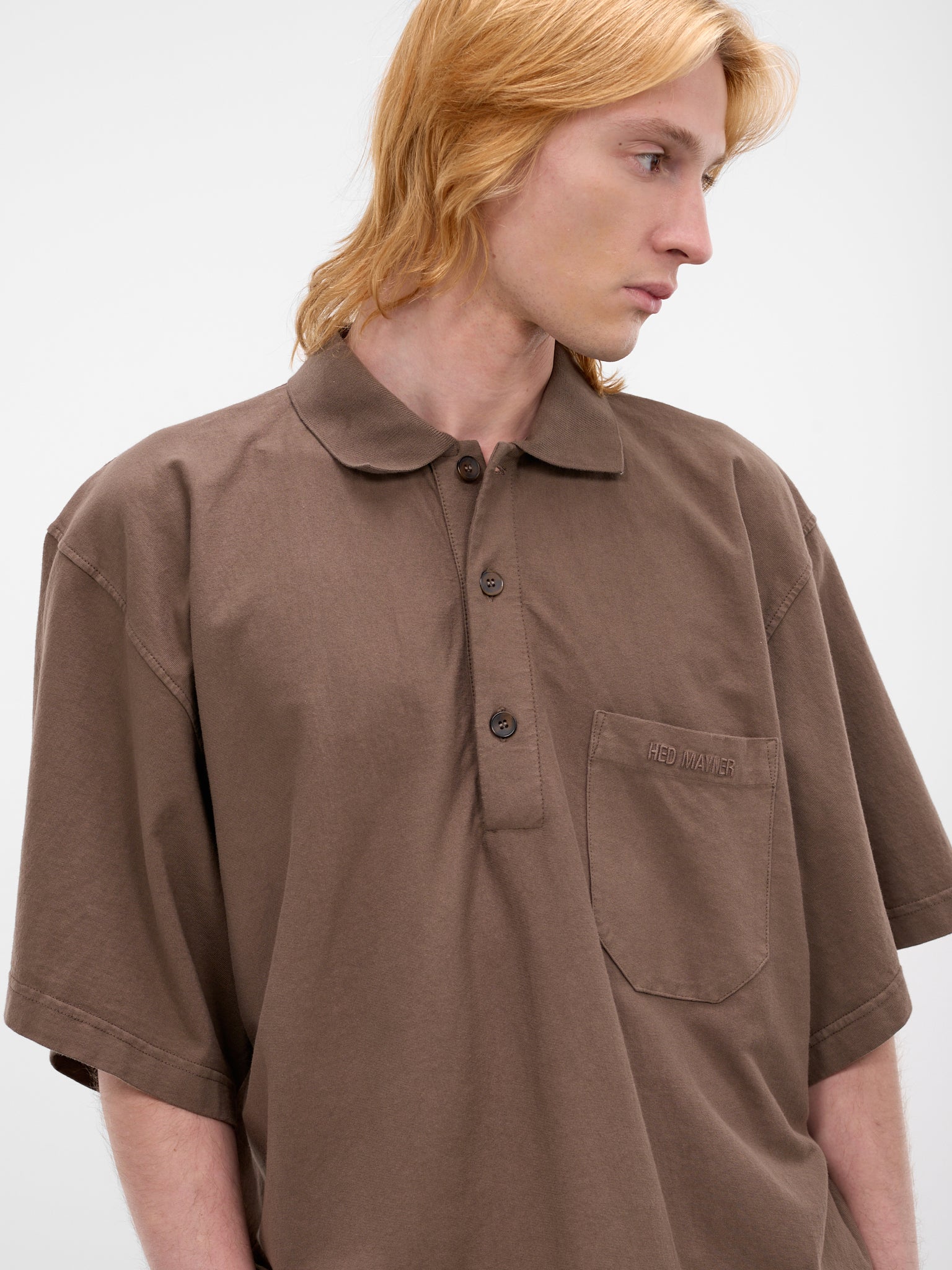 Brown Oversized Embroidered Logo Polo (70008T-HC293-200-BROWN)