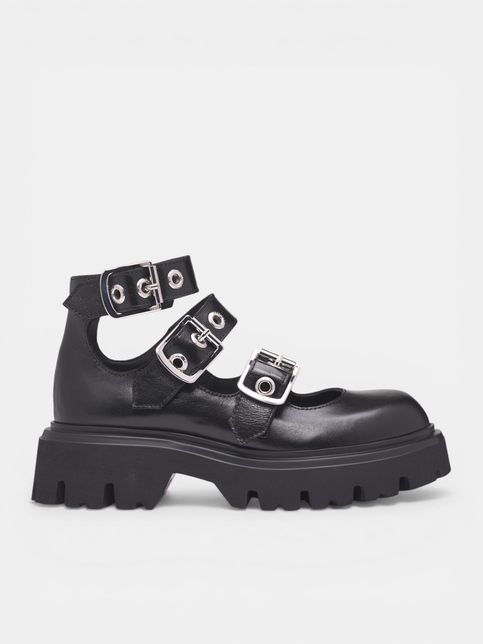 Black Leather Strap Bacchus Boots (7201000NW-L00B0-BLACK)