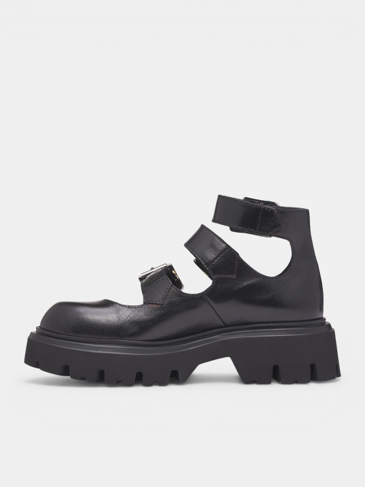 Black Leather Strap Bacchus Boots (7201000NW-L00B0-BLACK)