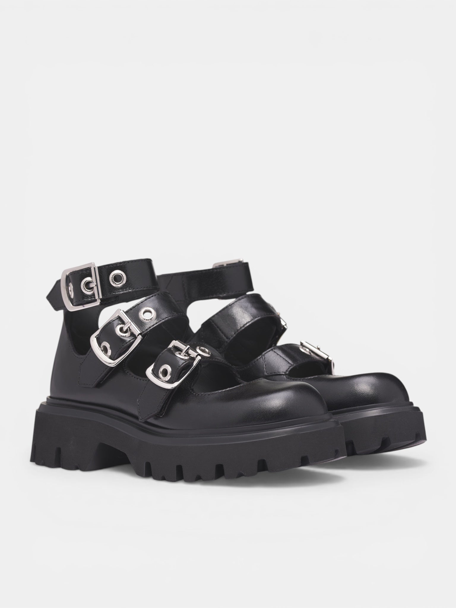 Black Leather Strap Bacchus Boots (7201000NW-L00B0-BLACK)