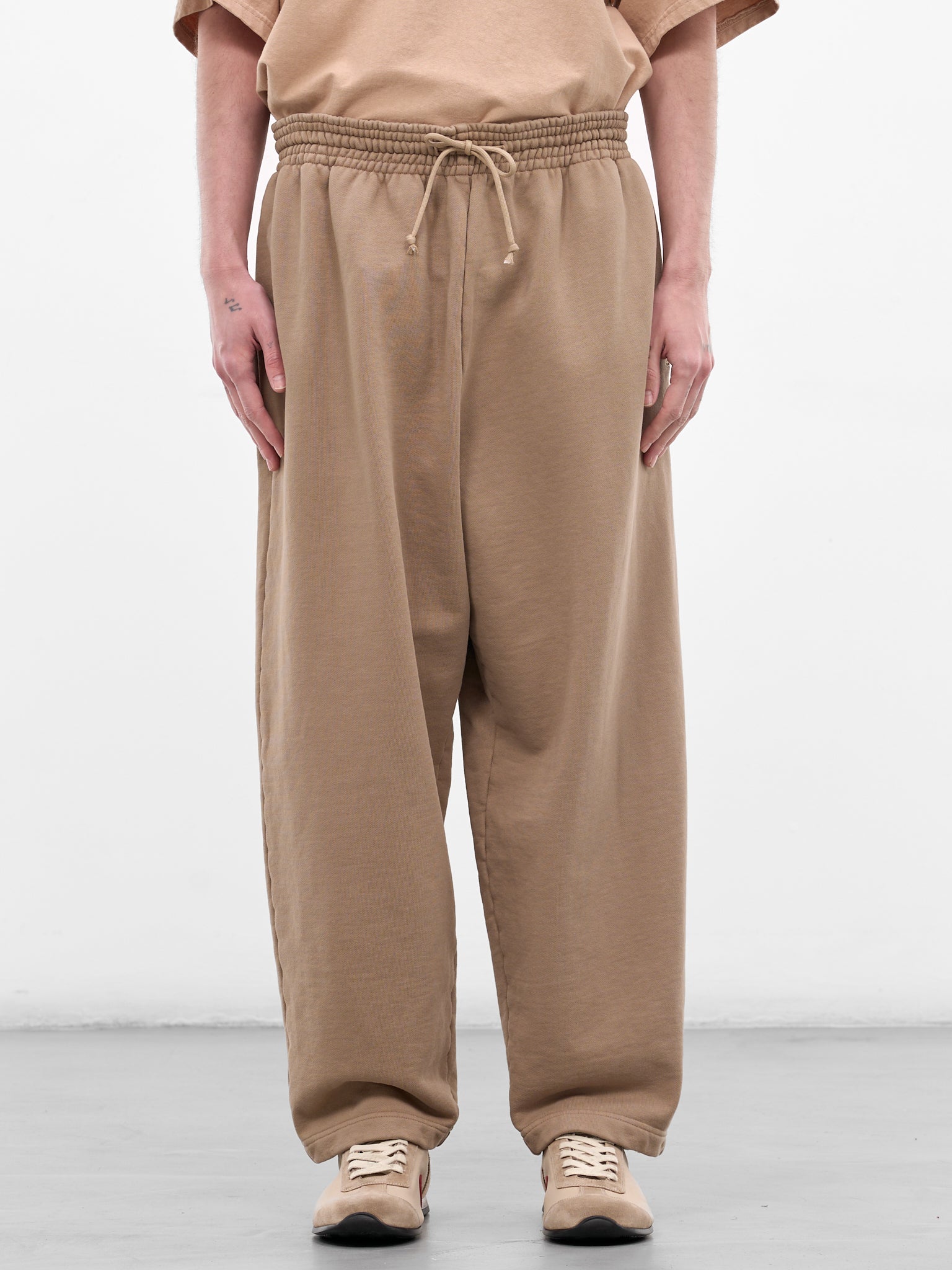 Beige Cotton Baggy Sweatpants (72031T-HC295-235-LIGHT-PASTEL-)